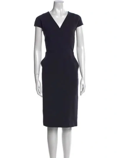 Pre-owned Max Mara Virgin Wool Midi Length Dress In Blue