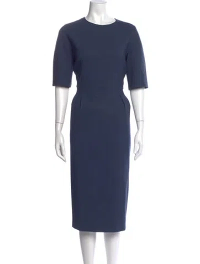 Pre-owned Max Mara Virgin Wool Midi Length Dress In Blue