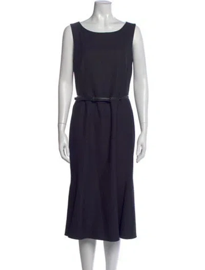 Pre-owned Max Mara Virgin Wool Midi Length Dress In Blue