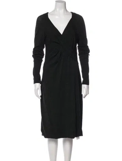 Pre-owned Max Mara Virgin Wool Midi Length Dress In Blue