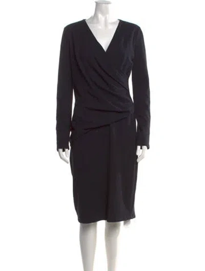 Pre-owned Max Mara Virgin Wool Midi Length Dress In Blue