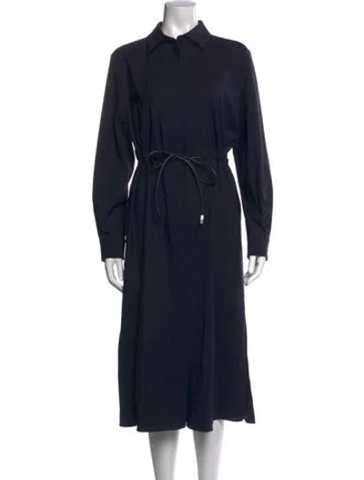 Pre-owned Max Mara Virgin Wool Midi Length Dress In Blue