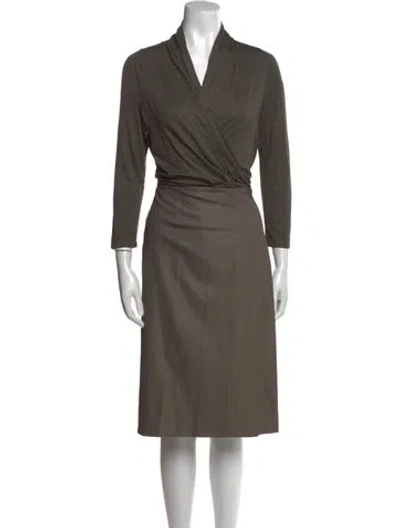 Pre-owned Max Mara Virgin Wool Midi Length Dress In Brown