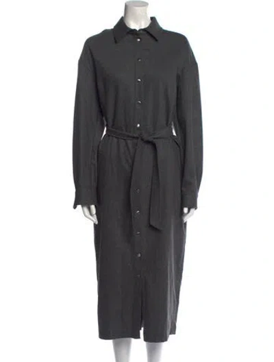 Pre-owned Max Mara Virgin Wool Midi Length Dress In Gray