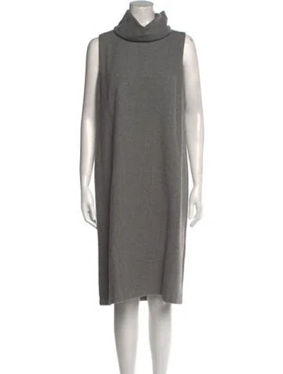 Pre-owned Max Mara Virgin Wool Midi Length Dress In Gray