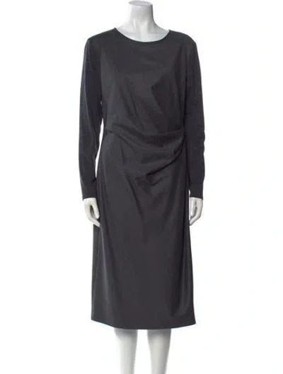 Pre-owned Max Mara Virgin Wool Midi Length Dress In Gray