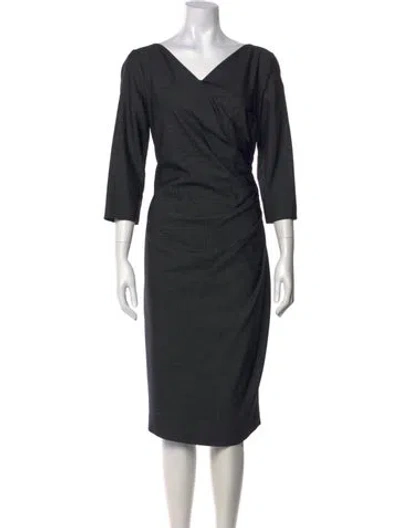 Pre-owned Max Mara Virgin Wool Midi Length Dress In Gray