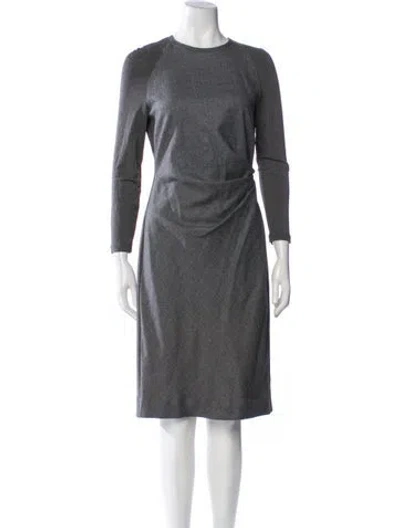 Pre-owned Max Mara Virgin Wool Midi Length Dress In Gray