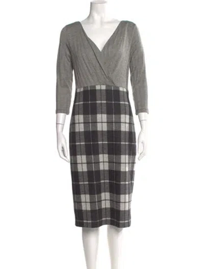 Pre-owned Max Mara Virgin Wool Midi Length Dress In Gray