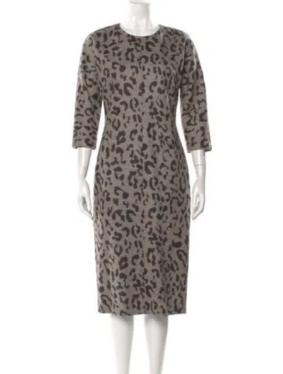 Pre-owned Max Mara Virgin Wool Midi Length Dress In Gray