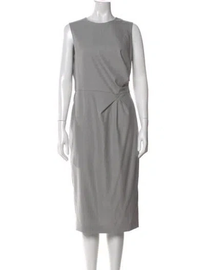 Pre-owned Max Mara Virgin Wool Midi Length Dress In Gray