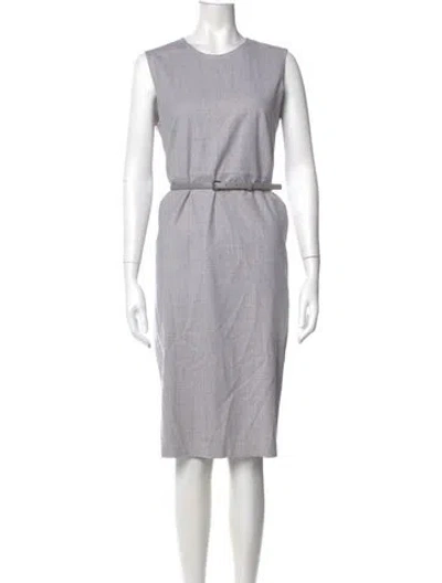 Pre-owned Max Mara Virgin Wool Midi Length Dress In Gray