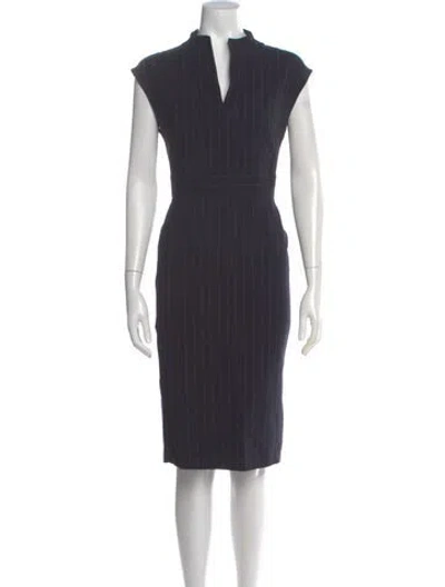 Pre-owned Max Mara Virgin Wool Midi Length Dress In Gray