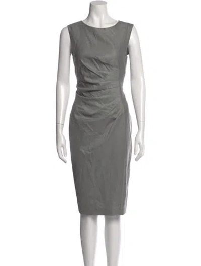 Pre-owned Max Mara Virgin Wool Midi Length Dress In Gray