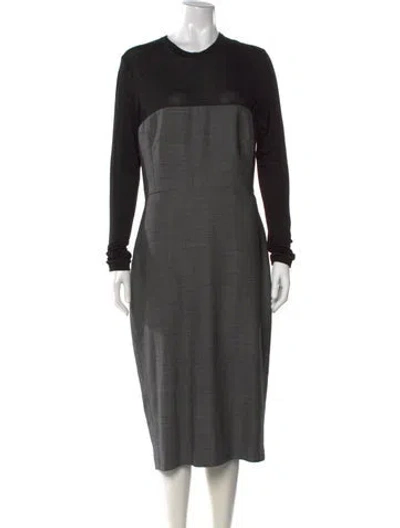 Pre-owned Max Mara Virgin Wool Midi Length Dress In Multi