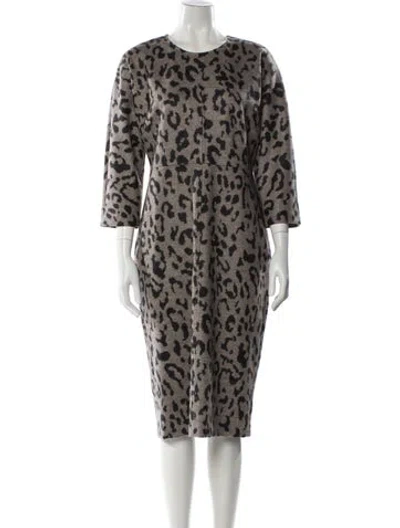 Pre-owned Max Mara Virgin Wool Midi Length Dress In Neutral