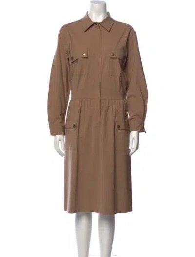 Pre-owned Max Mara Virgin Wool Midi Length Dress In Neutral