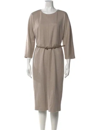 Pre-owned Max Mara Virgin Wool Midi Length Dress In Neutral