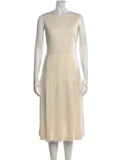 Pre-owned Max Mara Virgin Wool Midi Length Dress In Neutral