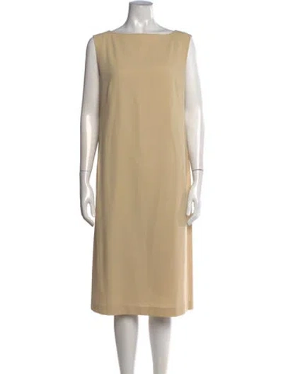 Pre-owned Max Mara Virgin Wool Midi Length Dress In Neutrals