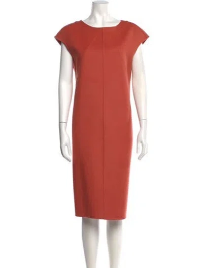 Pre-owned Max Mara Virgin Wool Midi Length Dress In Orange