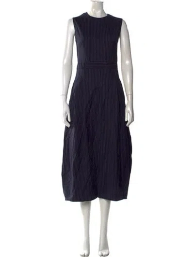 Pre-owned Max Mara Virgin Wool Midi Length Dress W/ Tags In Black