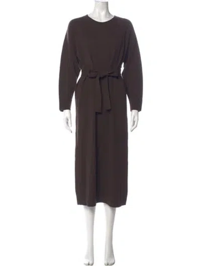 Pre-owned Max Mara Virgin Wool Midi Length Dress W/ Tags In Brown