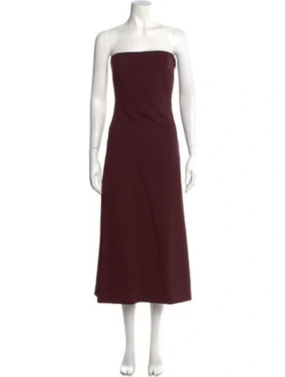 Pre-owned Max Mara Virgin Wool Midi Length Dress W/ Tags In Burgundy