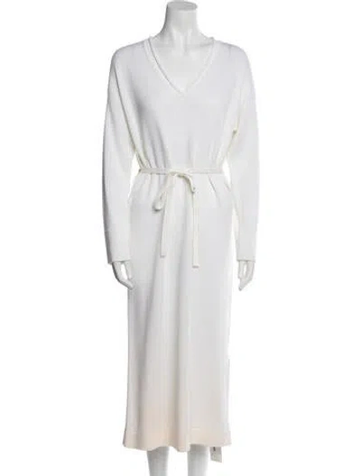 Pre-owned Max Mara Virgin Wool Midi Length Dress In White
