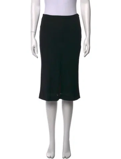 Pre-owned Max Mara Virgin Wool Midi Length Skirt In Black