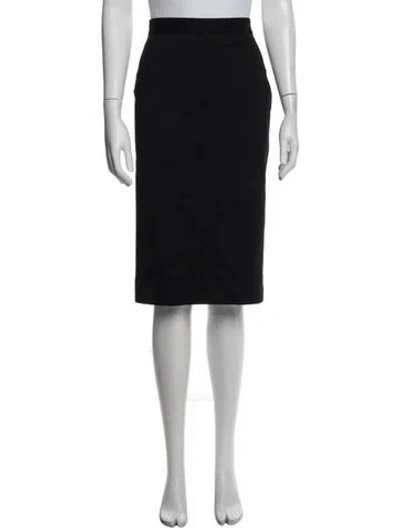 Pre-owned Max Mara Virgin Wool Midi Length Skirt In Black
