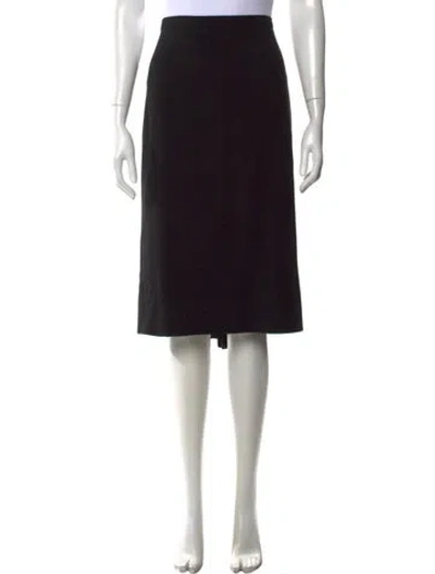 Pre-owned Max Mara Virgin Wool Midi Length Skirt In Black