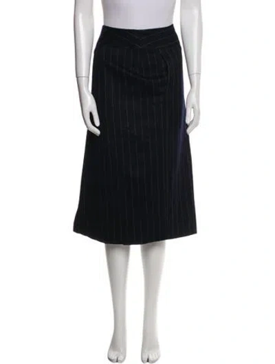 Pre-owned Max Mara Virgin Wool Midi Length Skirt In Blue