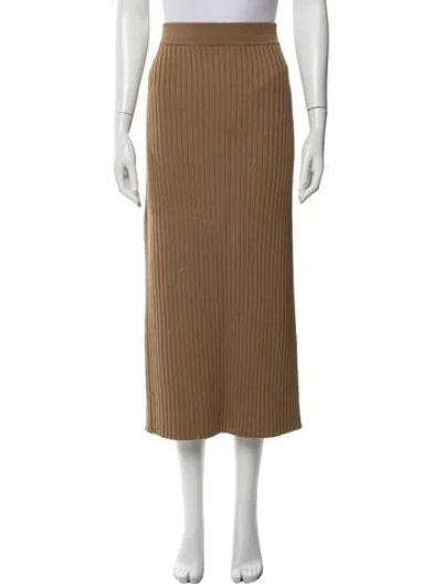 Pre-owned Max Mara Virgin Wool Midi Length Skirt In Brown