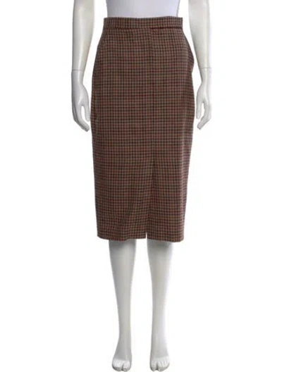 Pre-owned Max Mara Virgin Wool Midi Length Skirt In Brown