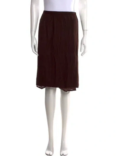 Pre-owned Max Mara Virgin Wool Midi Length Skirt In Brown