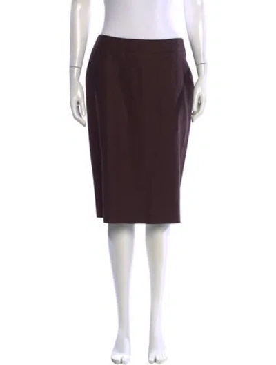 Pre-owned Max Mara Virgin Wool Midi Length Skirt In Brown