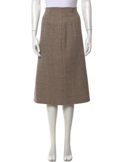 Pre-owned Max Mara Virgin Wool Midi Length Skirt In Brown