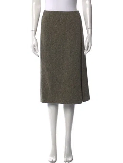 Pre-owned Max Mara Virgin Wool Midi Length Skirt In Brown