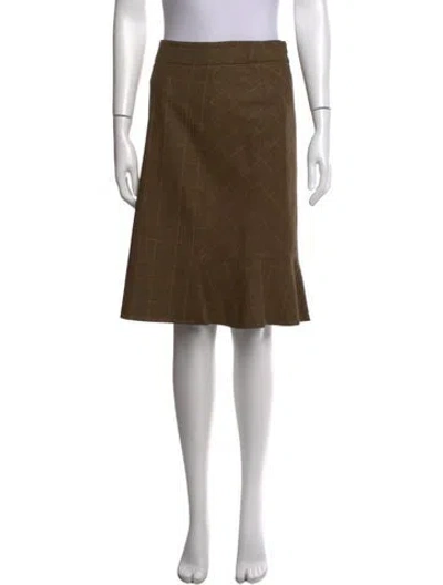 Pre-owned Max Mara Virgin Wool Midi Length Skirt In Brown