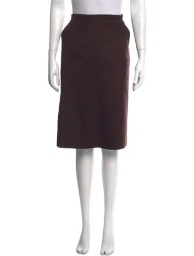 Pre-owned Max Mara Virgin Wool Midi Length Skirt In Brown