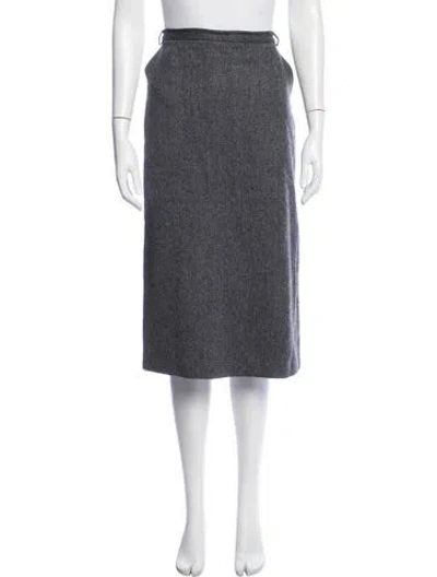 Pre-owned Max Mara Virgin Wool Midi Length Skirt In Grey