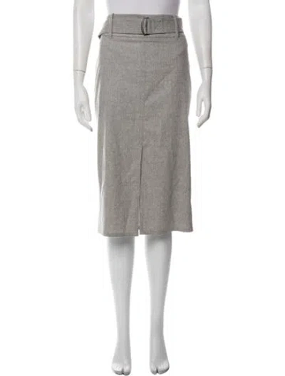 Pre-owned Max Mara Virgin Wool Midi Length Skirt In Grey