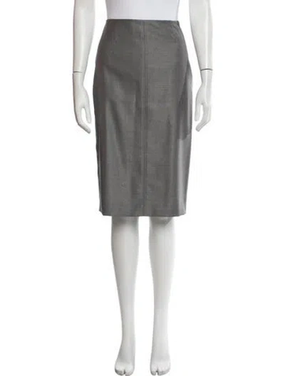 Pre-owned Max Mara Virgin Wool Midi Length Skirt In Grey