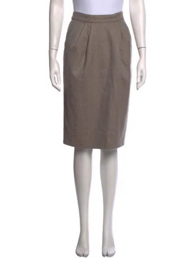 Pre-owned Max Mara Virgin Wool Midi Length Skirt In Neutrals
