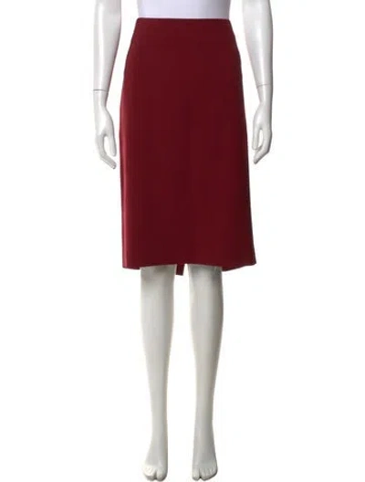 Pre-owned Max Mara Virgin Wool Midi Length Skirt In Red