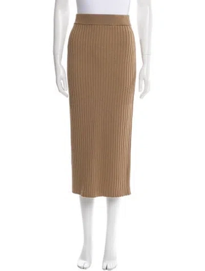 Pre-owned Max Mara Virgin Wool Midi Length Skirt W/ Tags In Brown