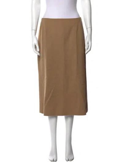 Pre-owned Max Mara Virgin Wool Midi Length Skirt W/ Tags In Brown