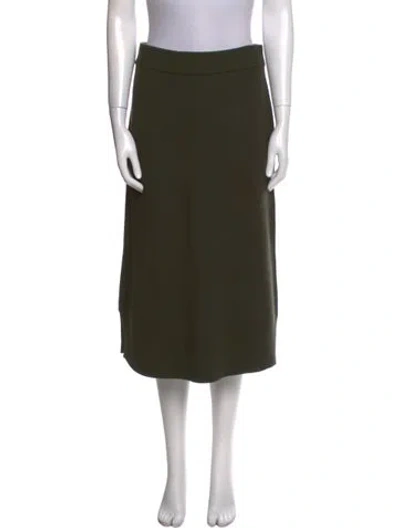 Pre-owned Max Mara Virgin Wool Midi Length Skirt W/ Tags In Green
