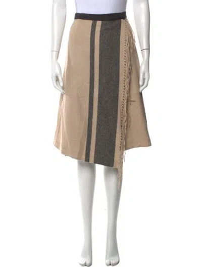 Pre-owned Max Mara Virgin Wool Midi Length Skirt W/ Tags In Neutral